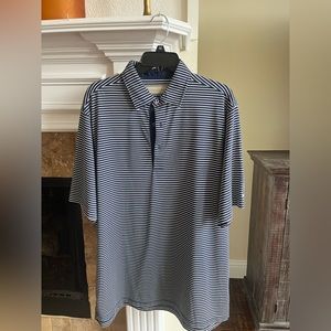 Blue and white Donald Ross golf shirt